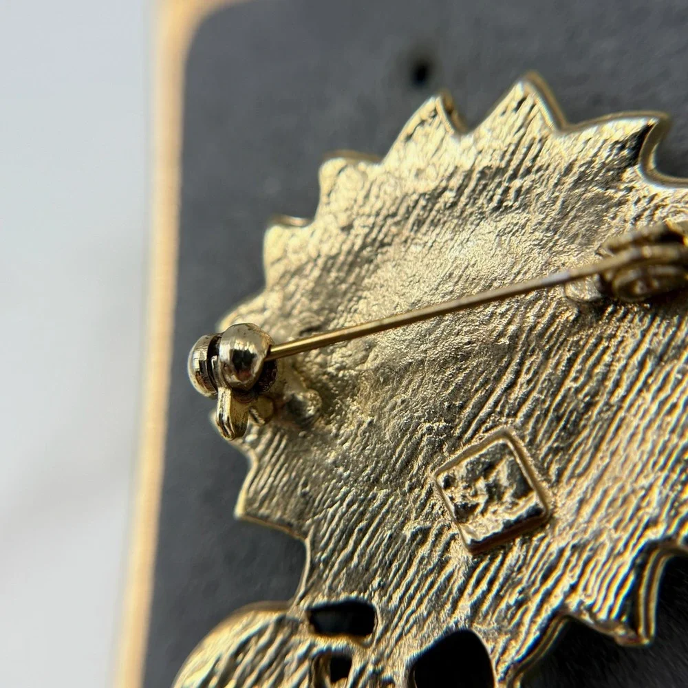 Vintage Alloy‎ Sunflower Gold-Toned Beaded Fashion Decorative Enamel Brooch Pin